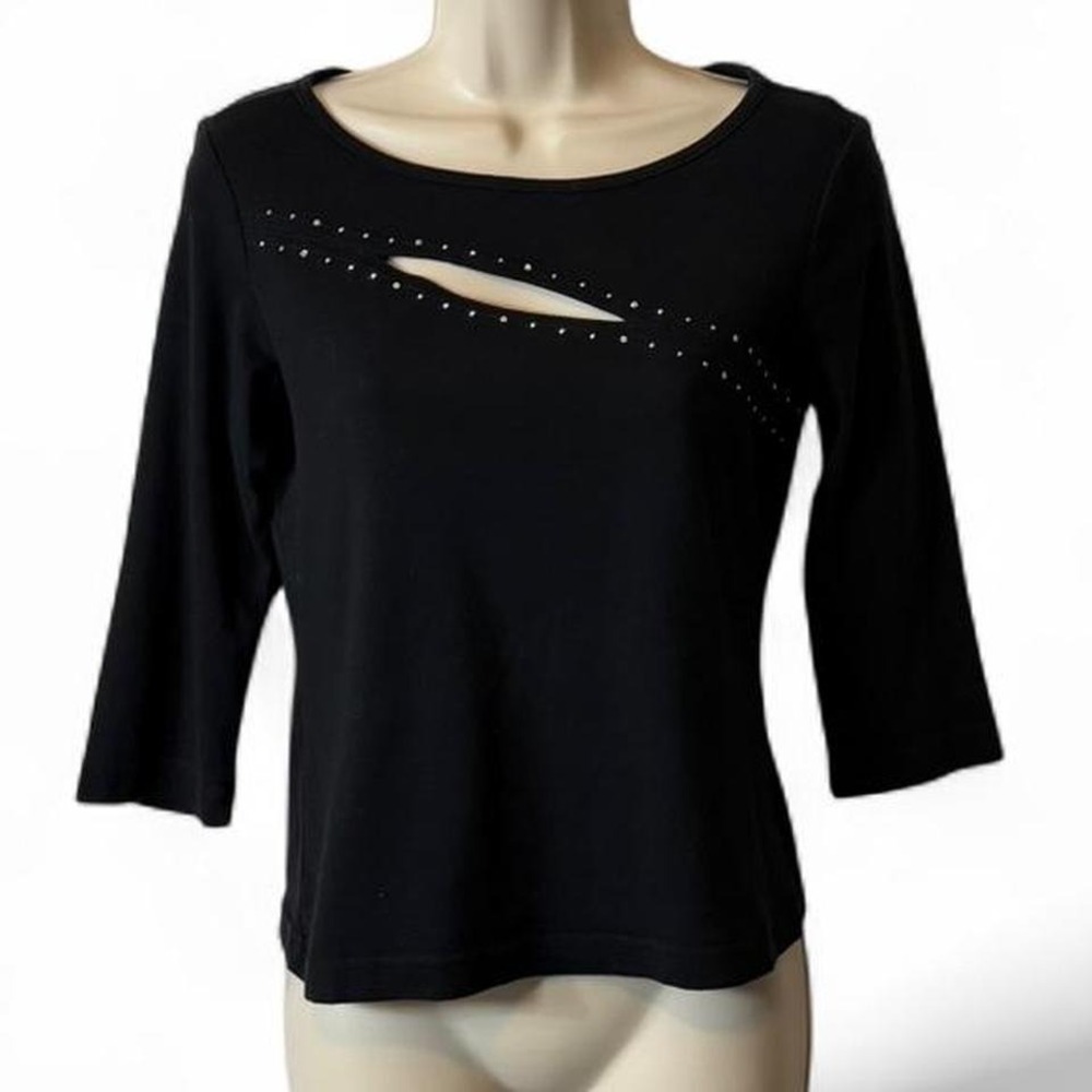 Vintage Black MKM Designs‎ Rhinestone Embellished Top
